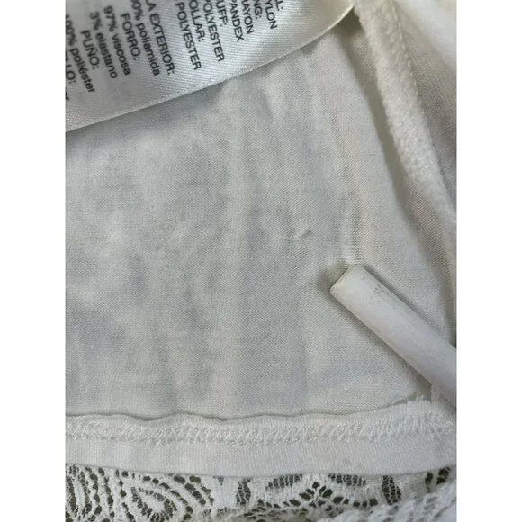 White House Black Market Lined White Lace Top Chiffon Ruffle Sleeves Sze S - Picture 15 of 16